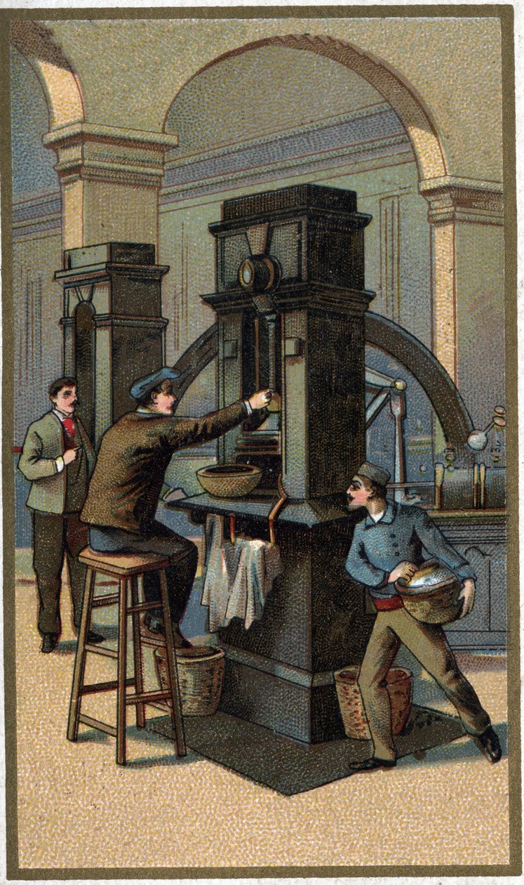 Monetär press Kromolitografi från slutet av 1800-talet av Unknown artist