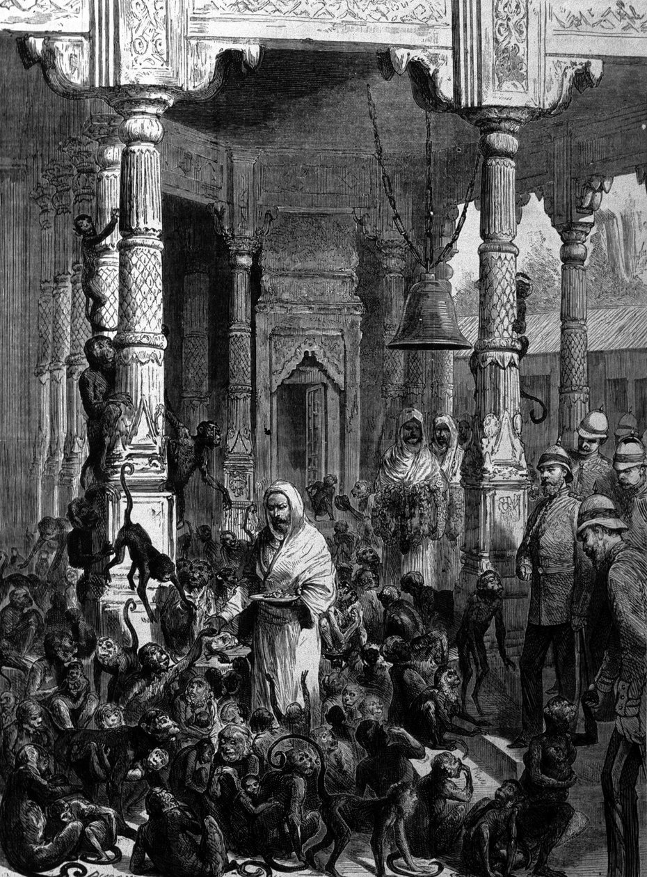 Aptemplet aptemplet i Varanasi (tidigare Benares) 1877. av Unknown artist