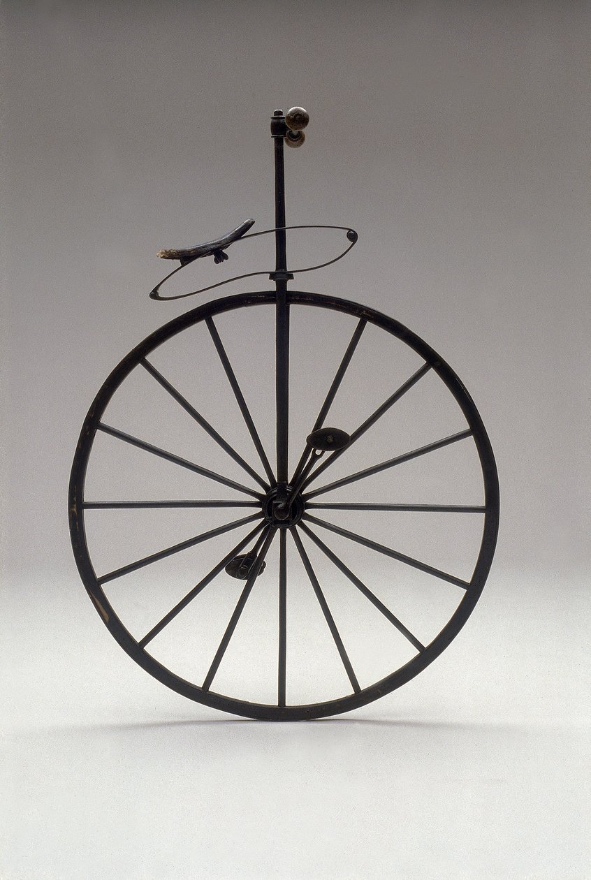 Monocykel med trähjul från 1870 av Unknown artist