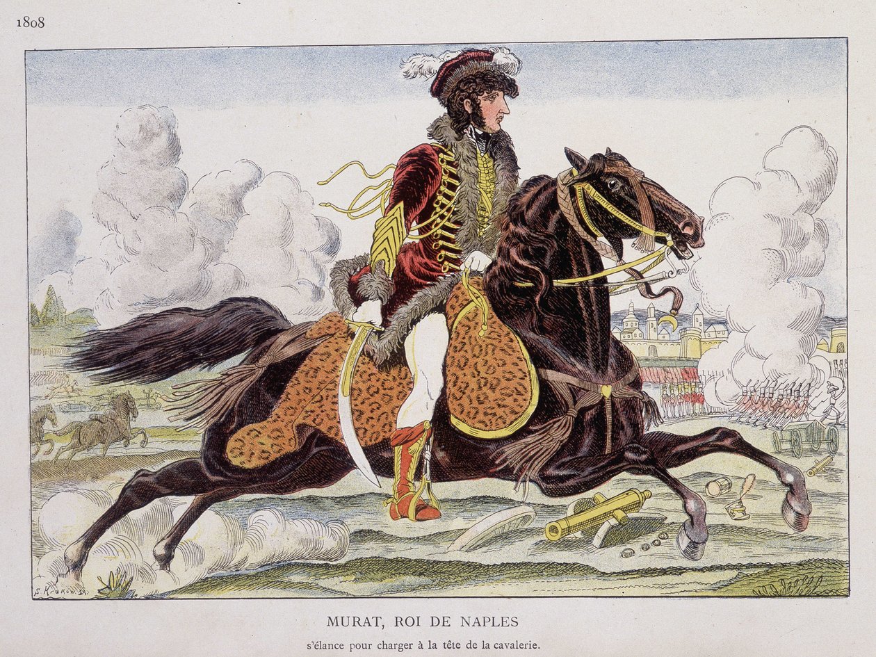 Murat (1767-1815), kung av Neapel, startar för att anfalla i spetsen för kavalleriet av Unknown artist