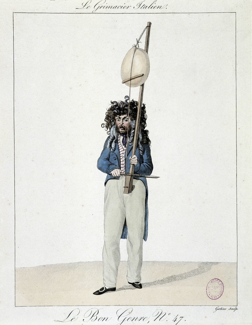 Musiker på gatan: den italienska grimacier - gravyr, Carnavalet. av Unknown artist