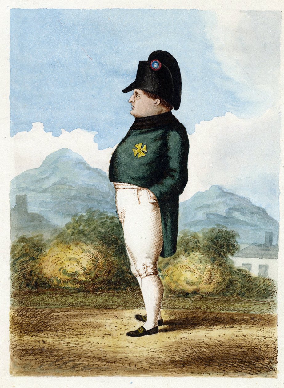 Napoleon Bonaparte på ön Saint Helena - Okänd artilleriofficer - 1817 - Akvarell på papper - 30x22,6 - Privat samling av Unknown artist