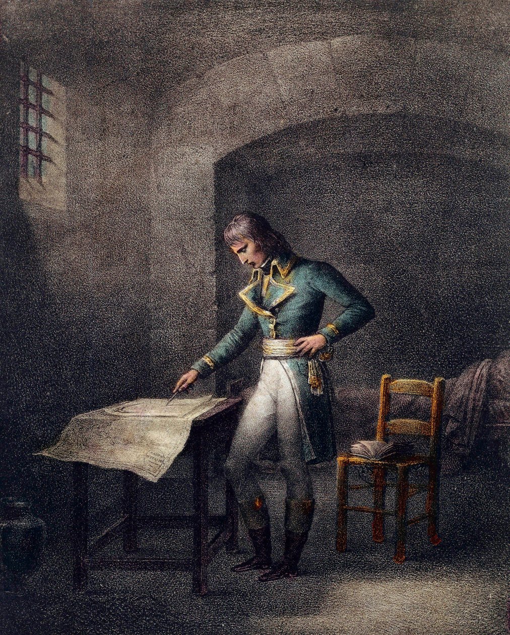 Napoleon I Bonaparte (1769-1821) vid forttorget i Antibes den 10 augusti av Unknown artist