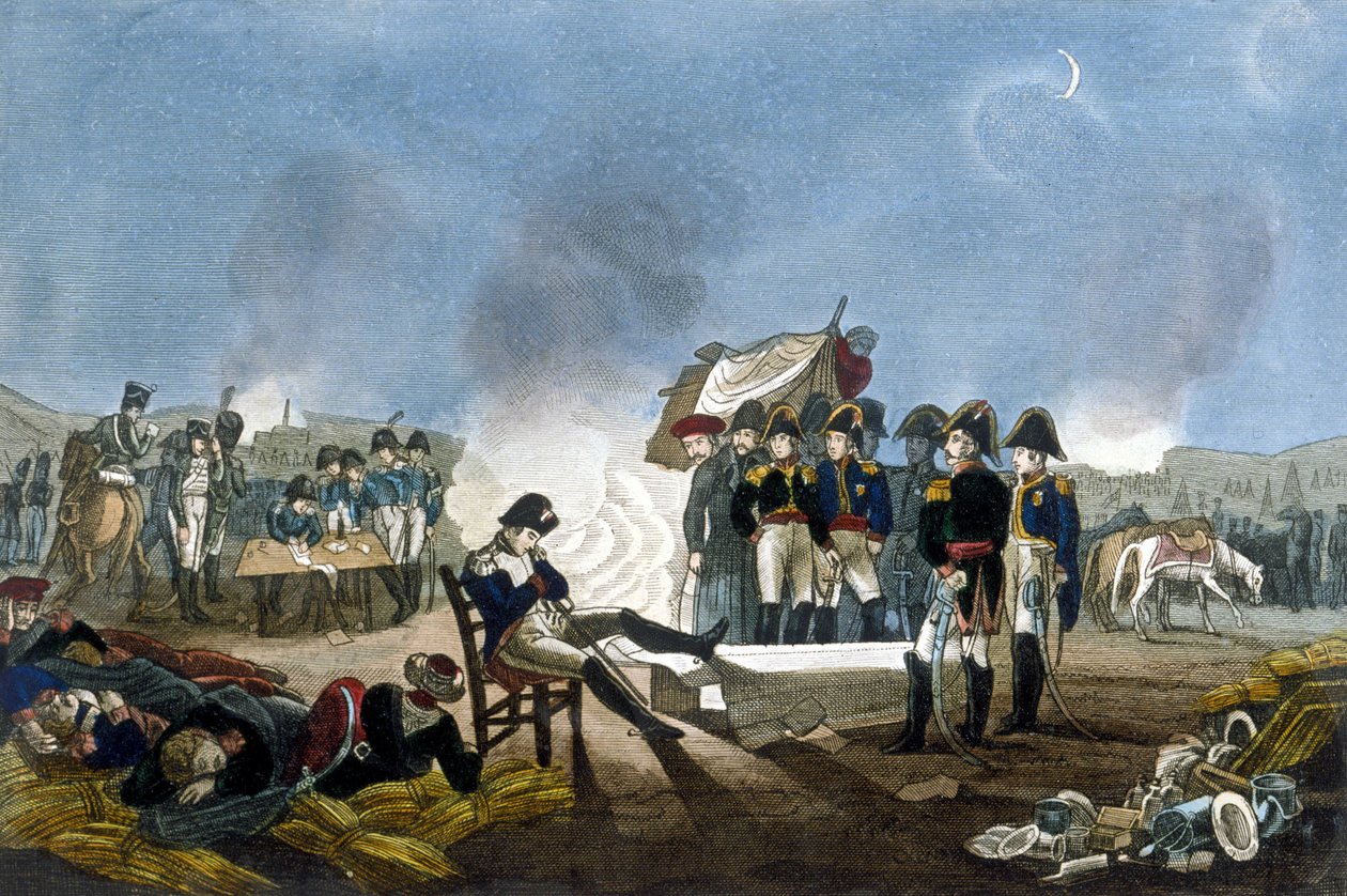 Napoleon I Bonaparte sov i bivacken på tröskeln till slaget vid Austerlitz den 1 december 1805. av Unknown artist
