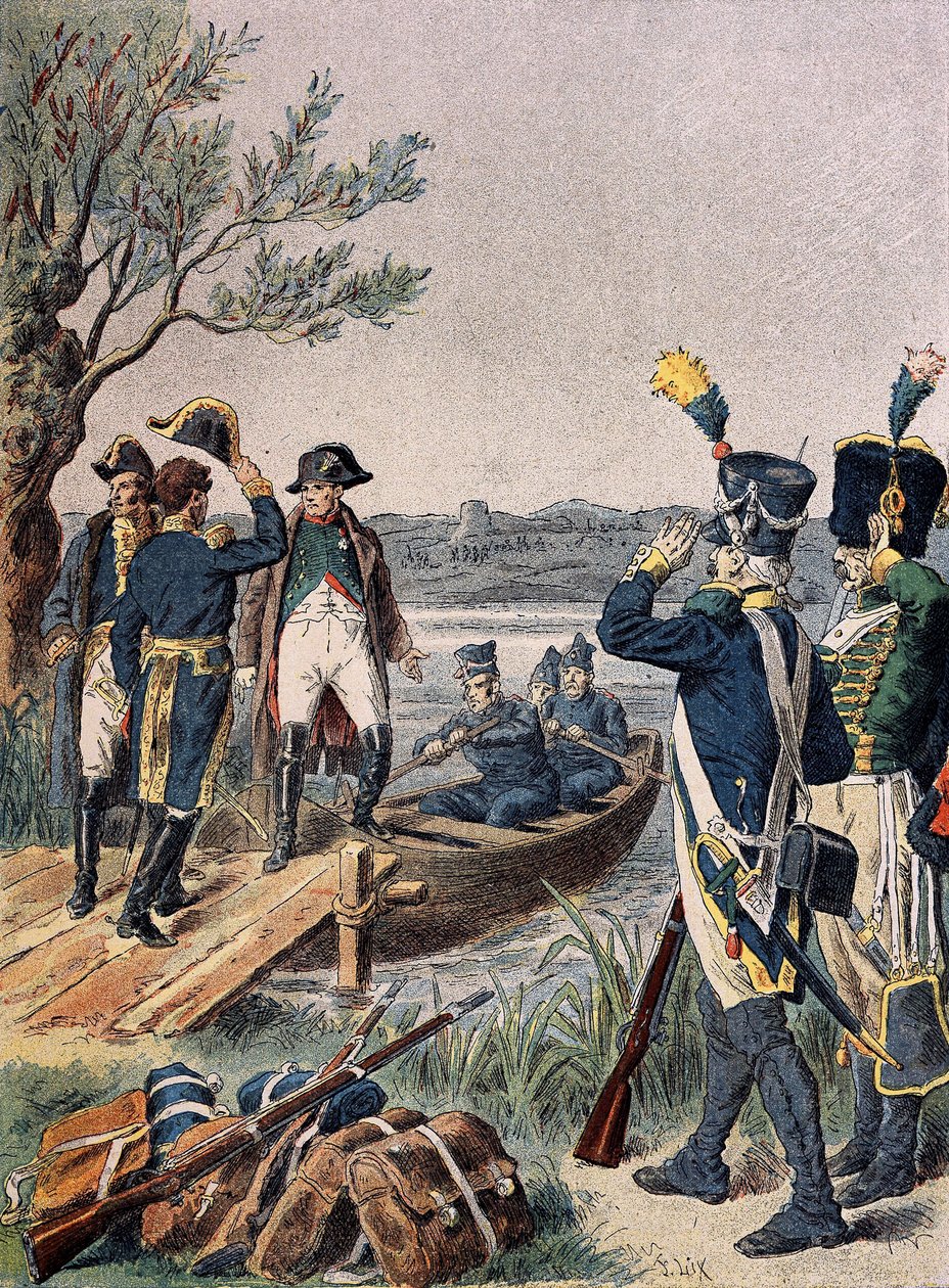 Napoleon och Massena på Lobau Island av Unknown Artist