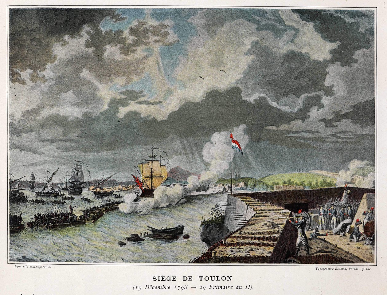 Naval Battle: Siege of Toulon 19/12/1793 - i "" Napoleons sjöstrider"" av Unknown artist