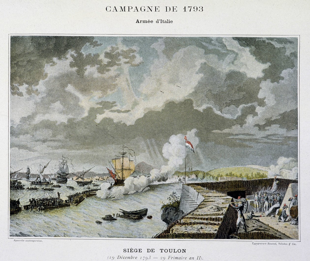 Naval Battle: Siege of Toulon 1793 - i "" Napoleons sjöstrider"" av Unknown artist