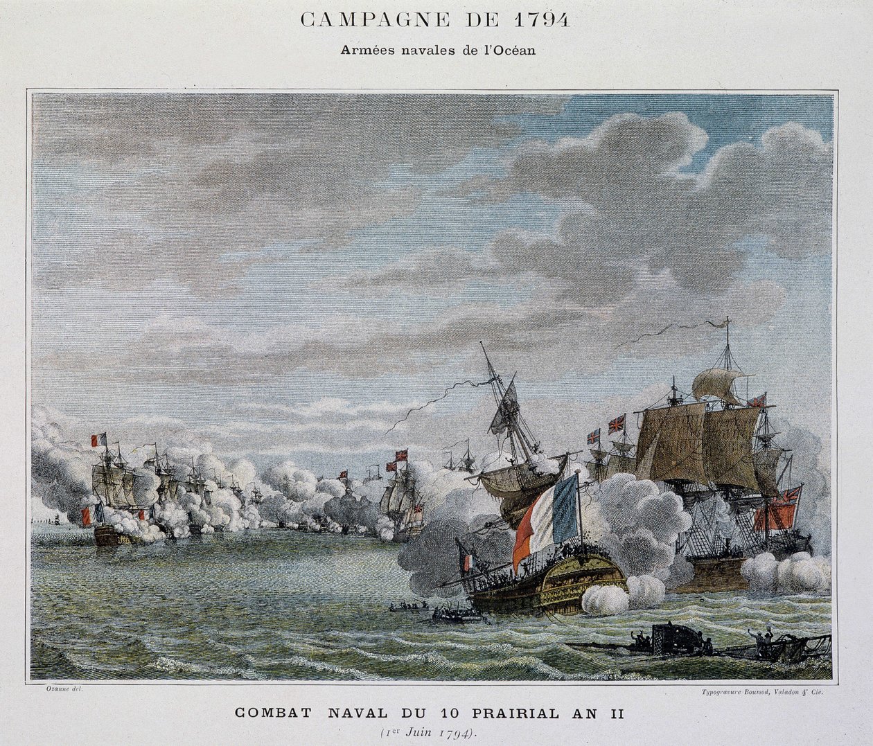 Sjöstrid, du 10 prairial An II (1794) - i "" Napoleons sjöstrider"" av Unknown artist
