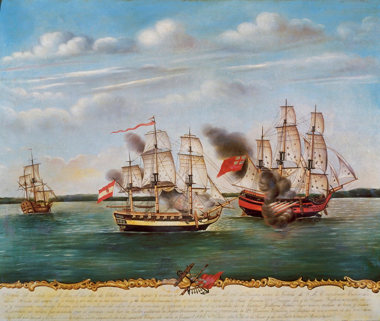 Sjöstrid i Guayaquil (Ecuador) mellan Spanien och England den 2 oktober av Unknown artist