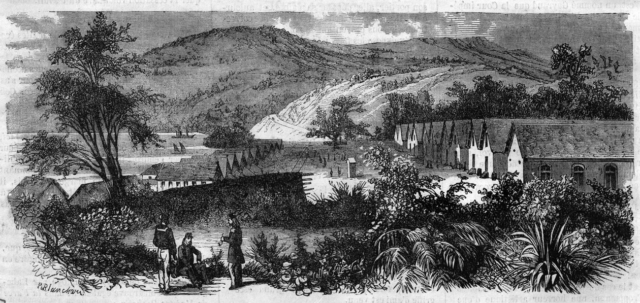 Nya Kaledonien - botemannen på ön Nou - Gravyr från 1870 av Unknown artist