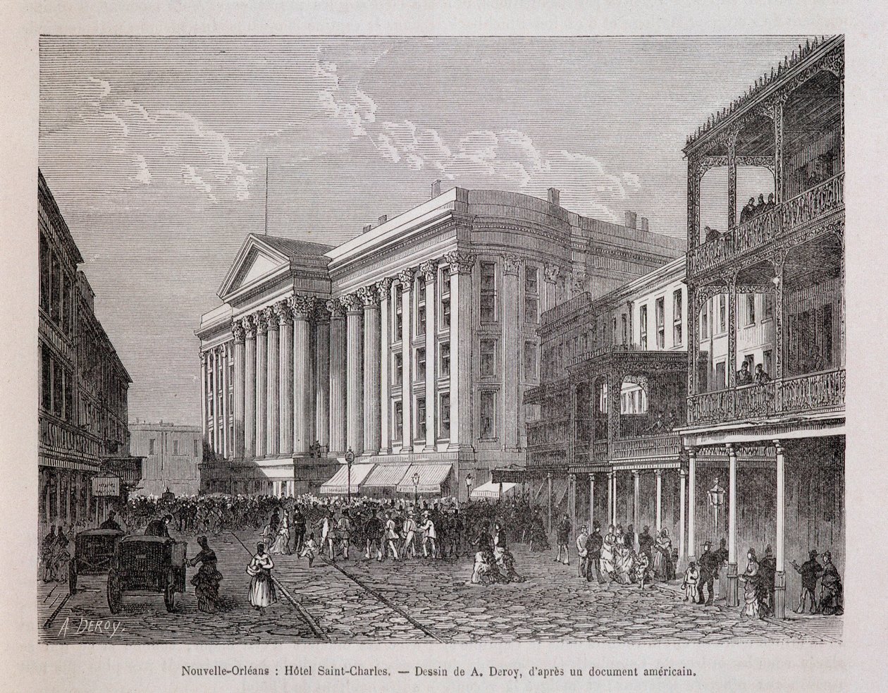 New Orleans (New Orleans): Hotel Saint-Charles (Saint Charles) - i "Le tour du monde", 2:a terminen 1876 av Unknown artist