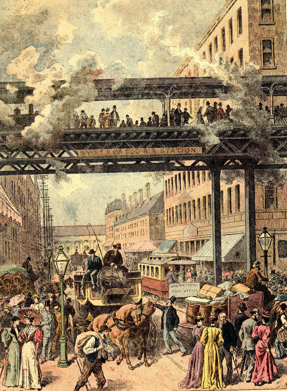New York Street. I "Jordens folk" 1890. av Unknown artist