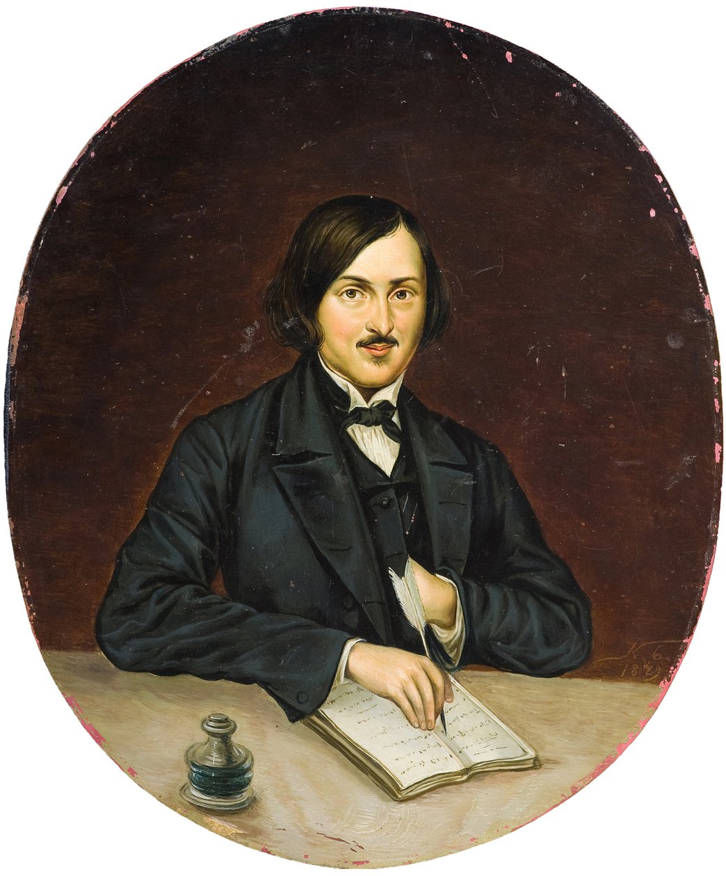 Nicolas Gogol - Porträtt av författaren Nikolai Gogol (1809-1852), Anonym. Olja på duk av Unknown artist