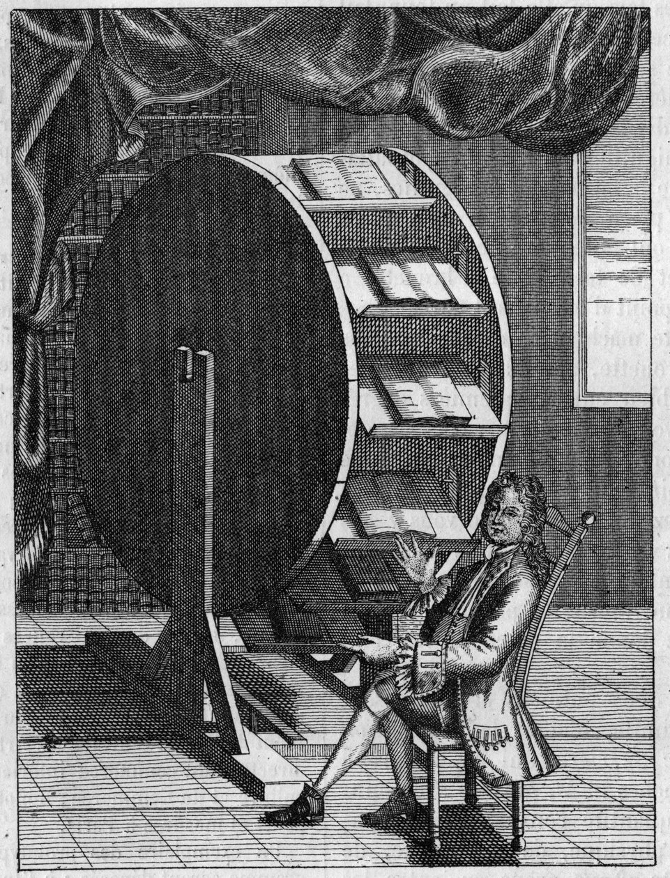 Nicolas Grollier de Servière (1596-1689), fransk uppfinnare, har sitt skrivbord. (Faksimil av en gammal gravyr). Gravyr i "" Nature: genomgång av vetenskaperna och deras tillämpningar på konst och industri "" av 16 oktober 1880. av Unknown artist