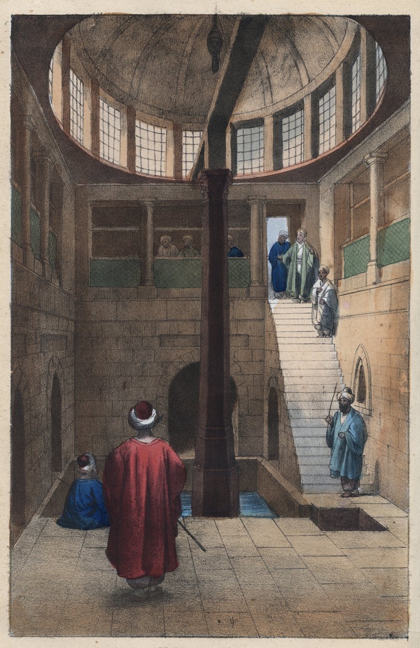 Nilometer (Nilometern - mått på Nilens nivå i Egypten) gravyr från "" Seder och traditioner för alla folk i universum. Det är historien om regeringen, om lagarna, om milisen, om religionen för alla nationer från de mest avlägsna tiderna upp till g. av Unknown artist