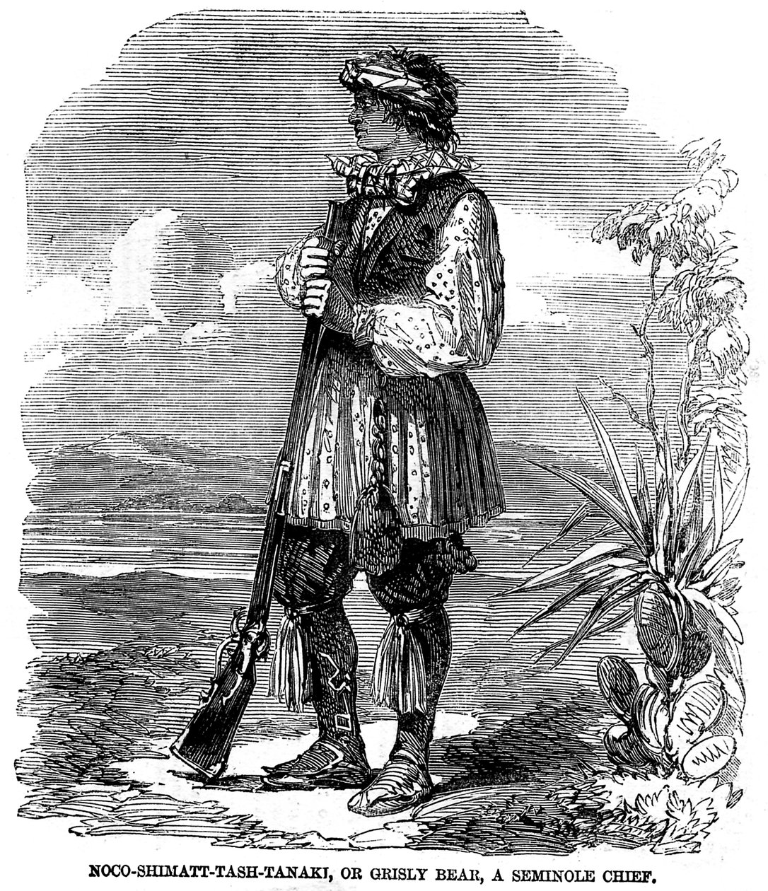 Noo-Shimatt-Tash-Tanaki, eller den gräsliga björnen, en seminolehövding av Unknown artist
