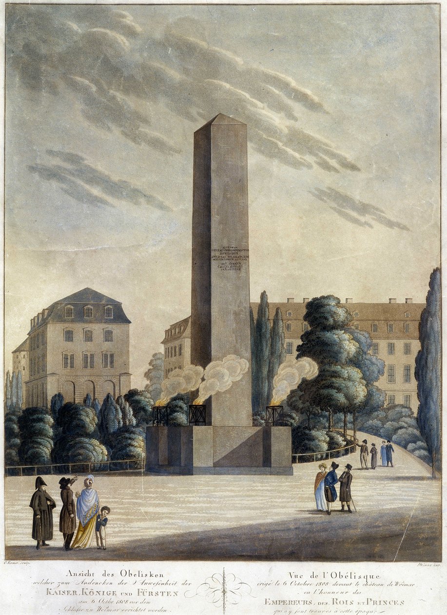 Obelisk framför slottet Weimar av Unknown artist