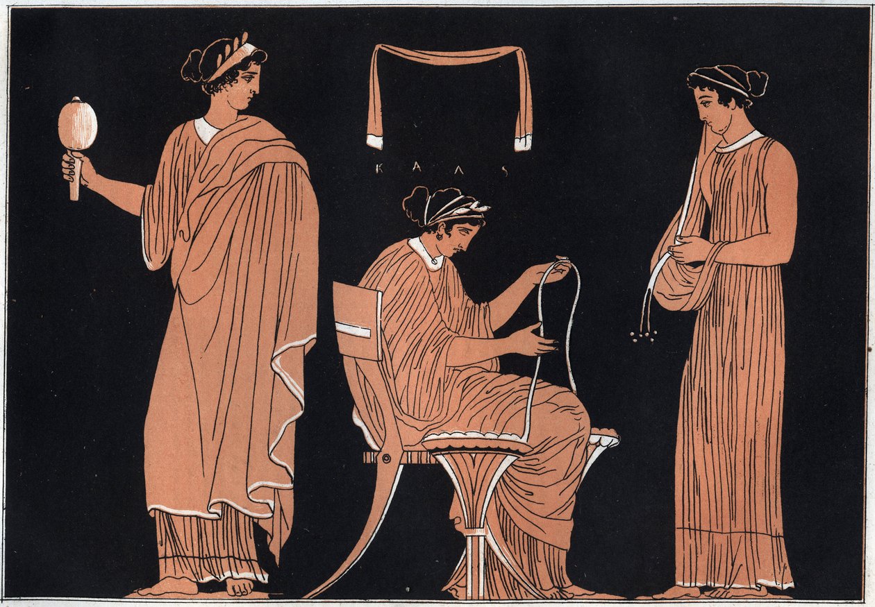 Odyssey av Homer: Penelope och hennes tjänare - gravyr från "" Seder och traditioner för alla folk i universum. Det vill säga historien om regeringen, om lagarna, om milisen, om alla nationers religion från tidiga tider till våra dagar "1856 av Unknown artist