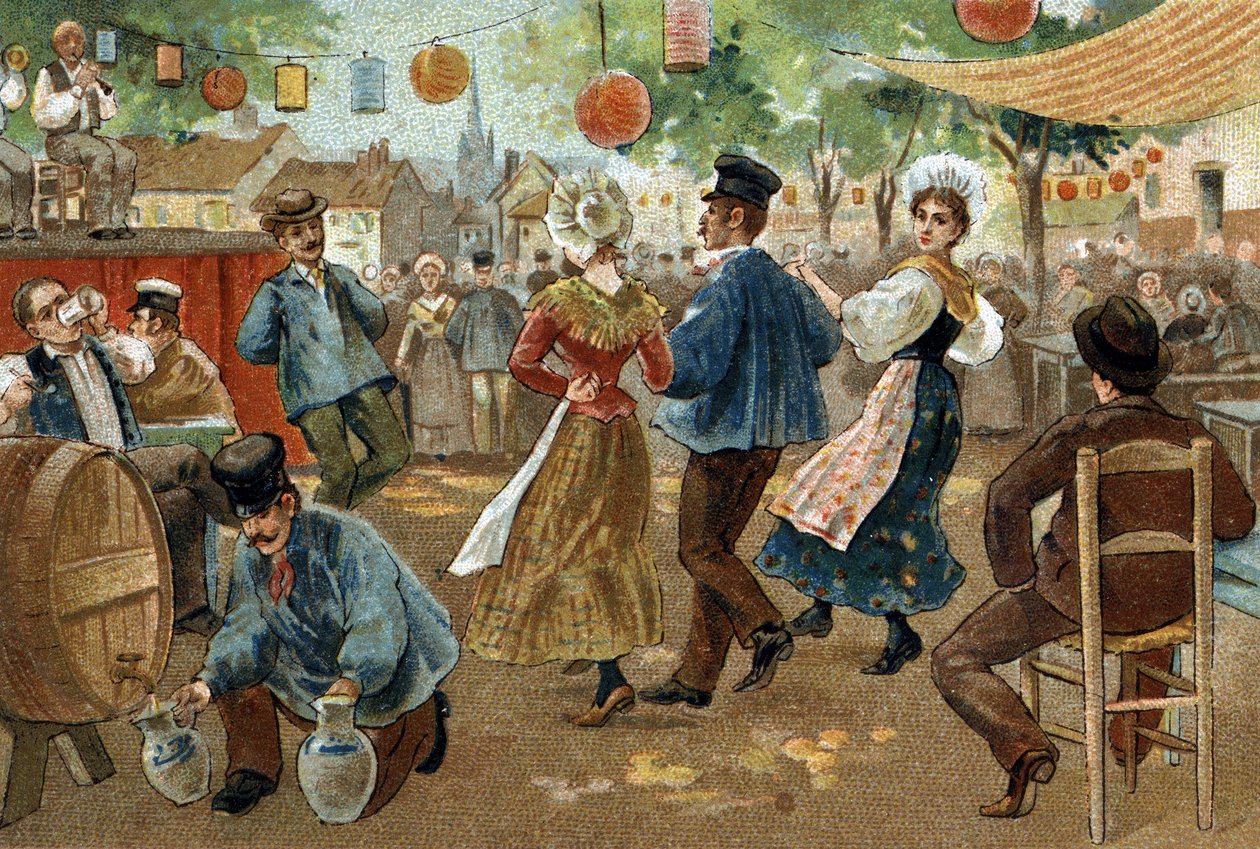 Gammal sed som firas i regionen Flandern: Flemish Fair. Kromolitografi från slutet av 1800-talet. av Unknown artist