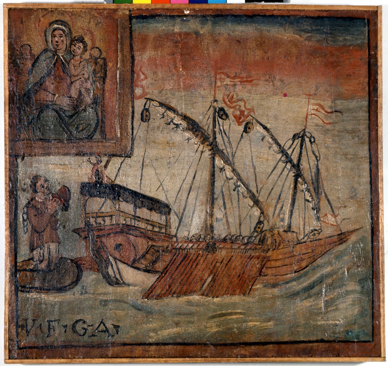 Till vänster tackar ett före detta galleri som fortfarande bär kanalerna Madonna dell