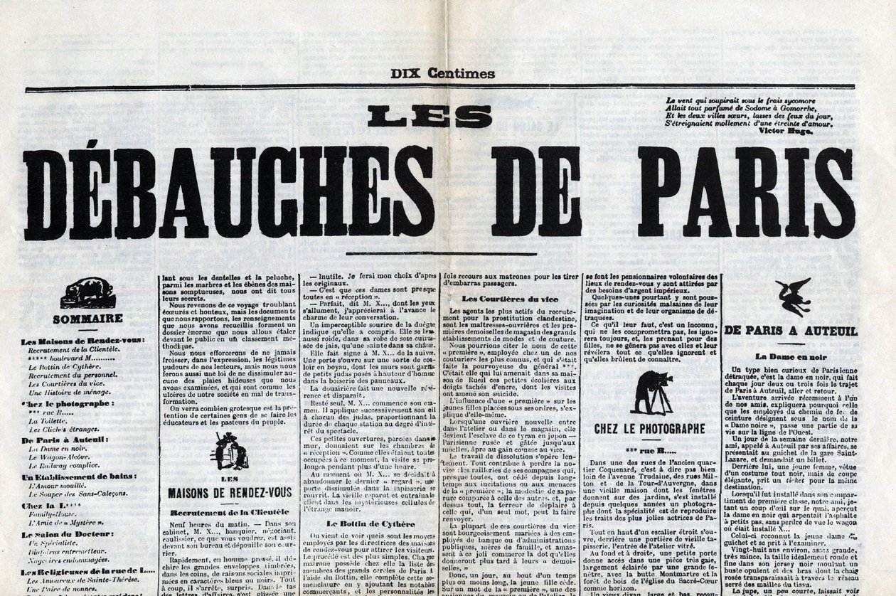 En av tidningen "Les debauches de Paris", sent 1800-tal. av Unknown artist