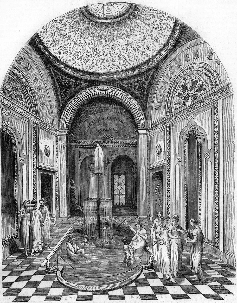 Orientaliska bad i Bude, Ungern: Roserummet. av Unknown artist