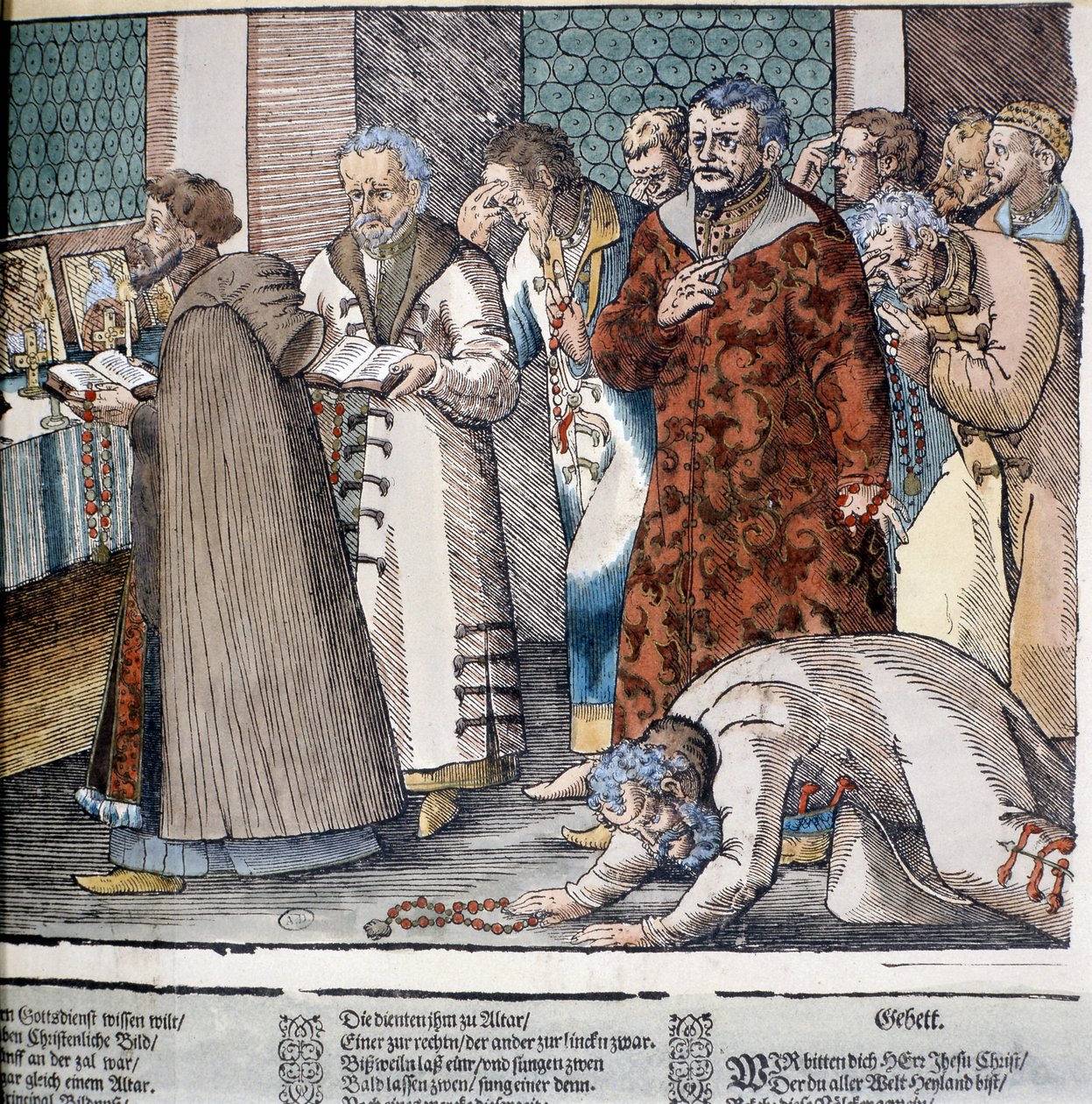 Ortodox mässa i Ryssland. Gravyr av Unknown artist