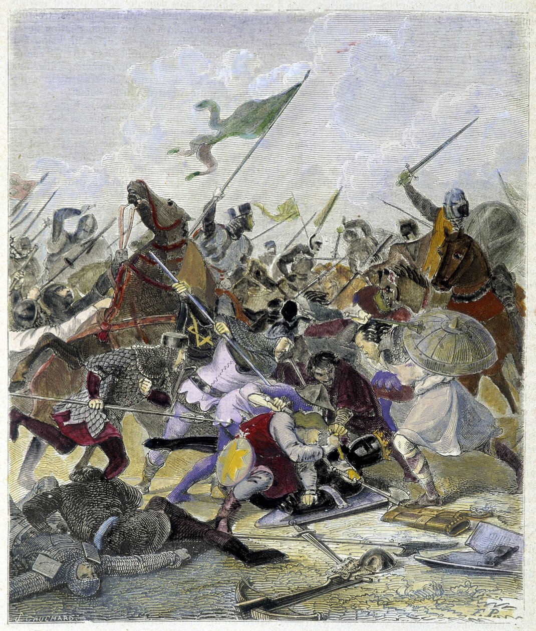 Othon 1er (912-973) överraskad av rebellerna i Rom - i "Histoire des popes", av Maurice Lachatre av Unknown artist