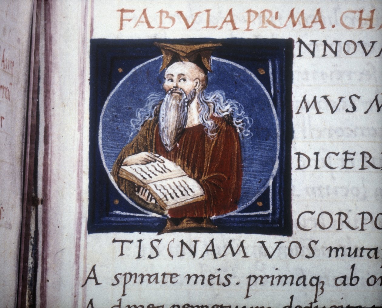 Ovidius (Ovidio) (43 f.Kr.) J.C. - 17 eller 18 e.Kr. JC) representerad i ett 1400-talsmanuskript. Kommunal Bibl. av Rimini. av Unknown artist