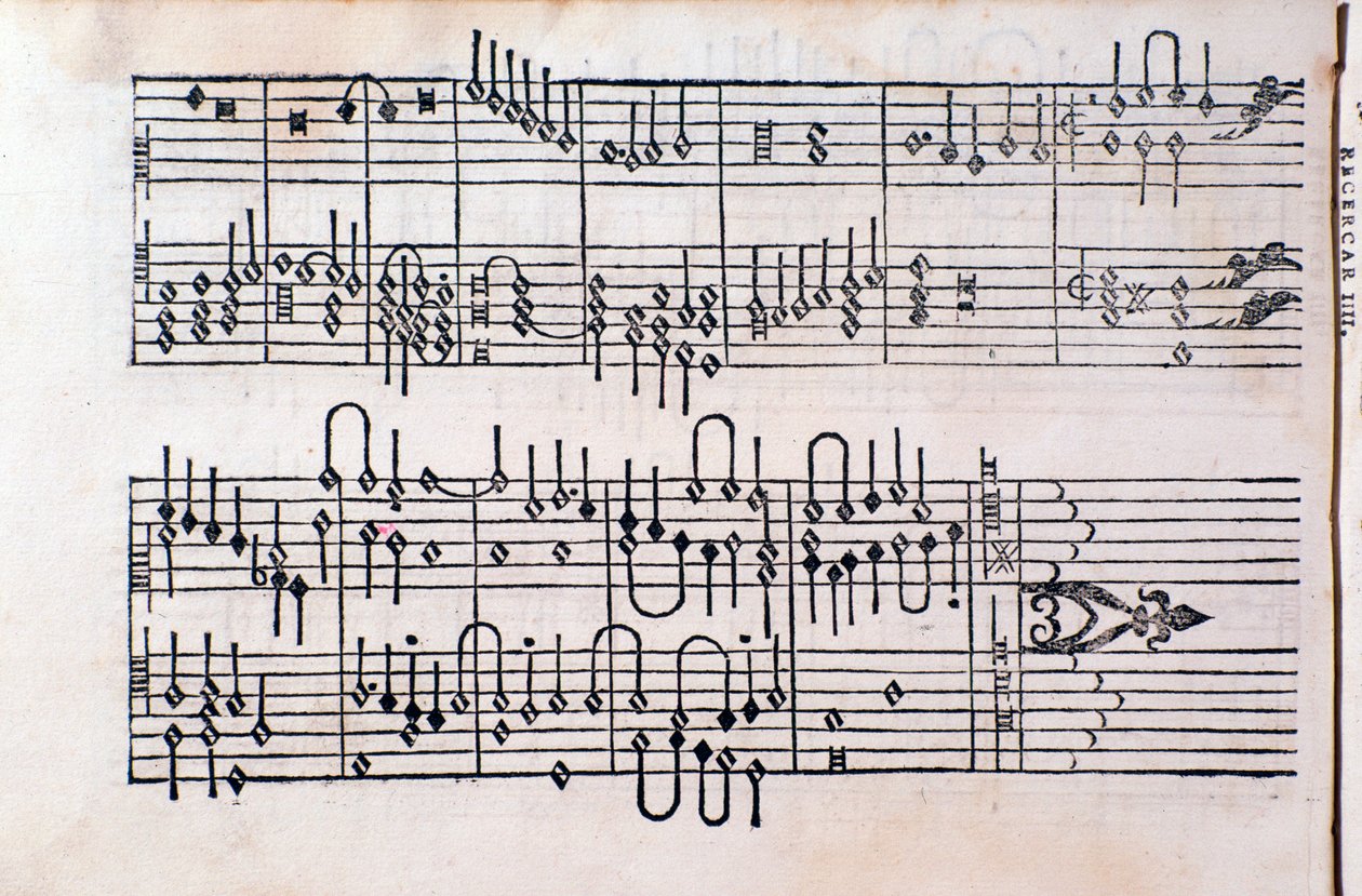 Sida från "" Tablature; Bok 1”” av Gerolamo Cavazzoni av Unknown artist