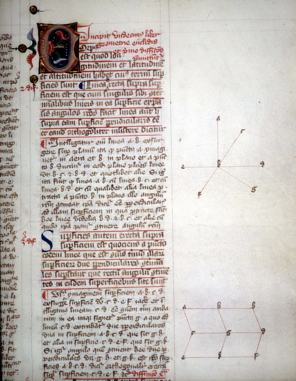 Sida av ett manuskript av ""The Elements of Geometry"" av Euclid, matematiker från 300-talet f.Kr. ¿ av Unknown artist