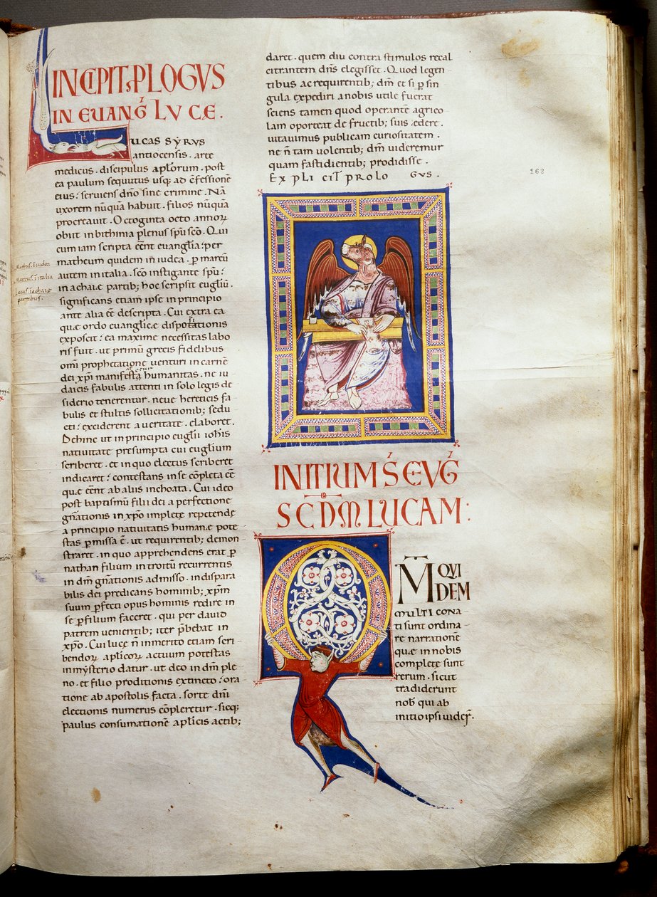 Sida av en upplyst bibel (Ms.723-Foglio 162r.) från början av 1100-talet. Dämpa. 52,8x38 cm Rom, Biblioteca Casanatense av Unknown artist
