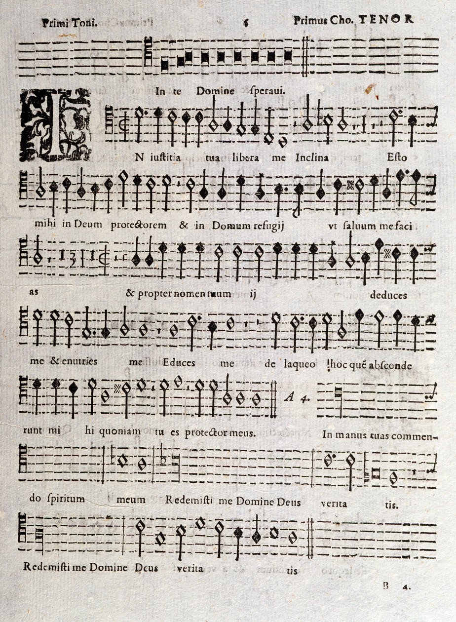 Sida med partitur av Psalmer (op 16) av Ludovico Viadana av Unknown artist