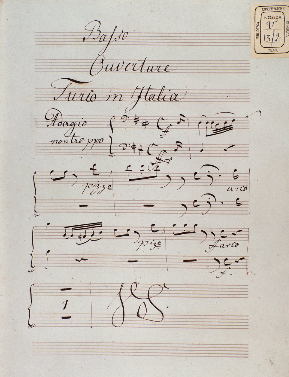 Sida med partitur av uvertyren av Turken i Italien av Gioacchino Rossini av Unknown artist