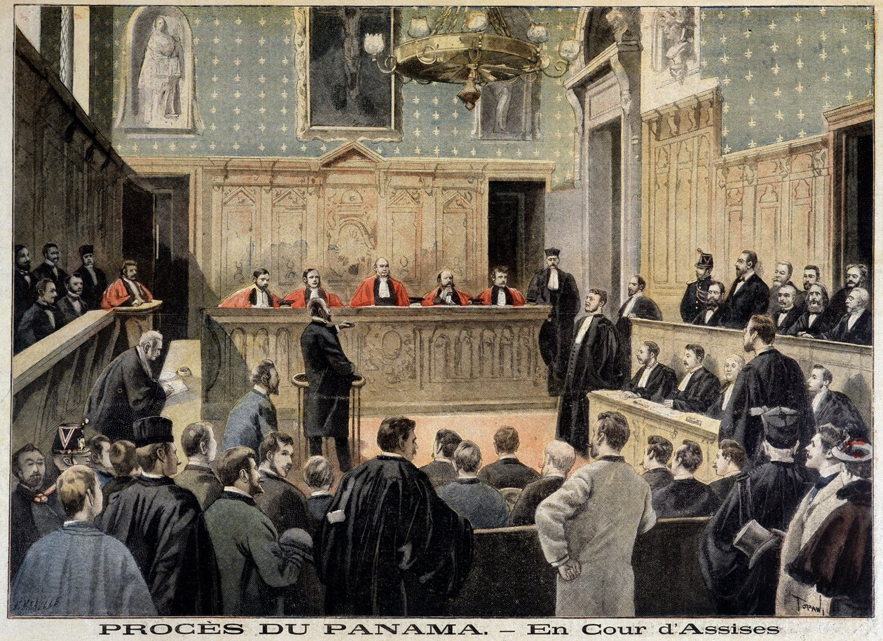 Panamamål: Assize-domstolen - i "" Le Petity Journal"" av 1898-01-02 av Unknown artist