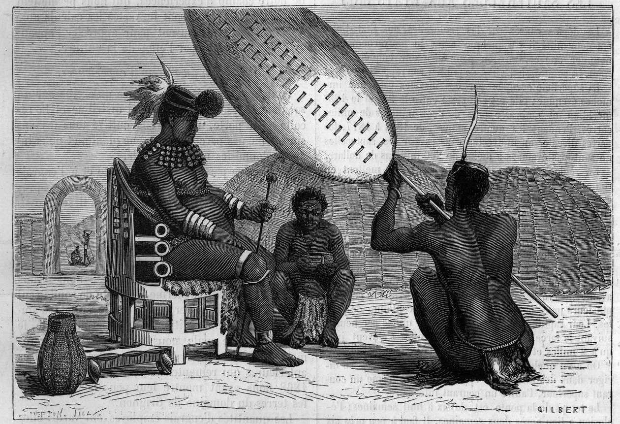 Panda, sen kung av Zulu. Gravyr i "" Nature: granskning av vetenskaperna och deras tillämpningar på konst och industri "" av 5 april 1879. av Unknown artist