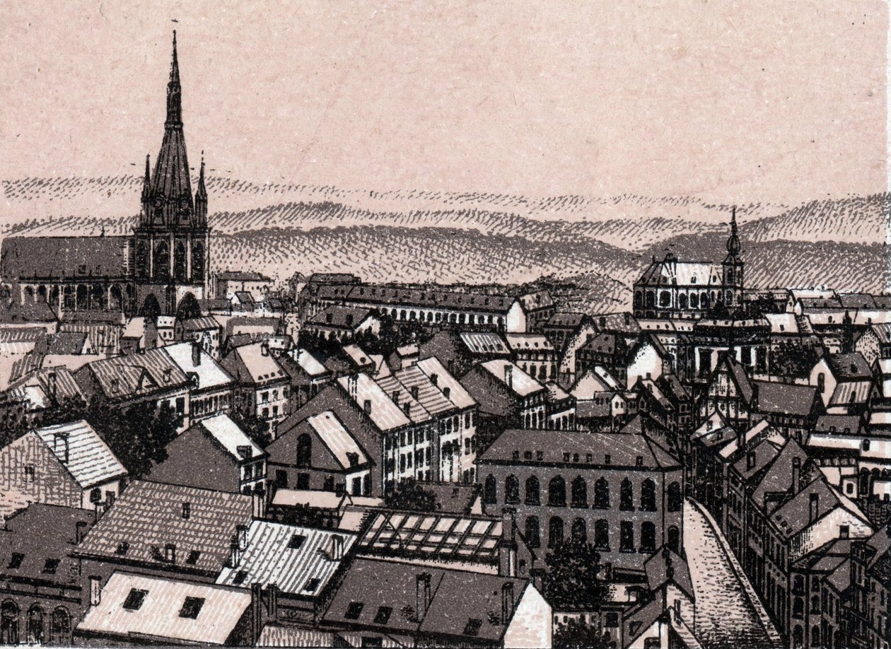 Panorama över Liege i Belgien i "" Världen illustrerar 168 vyer"" Inget datum (slutet av 1800-talet) av Unknown artist