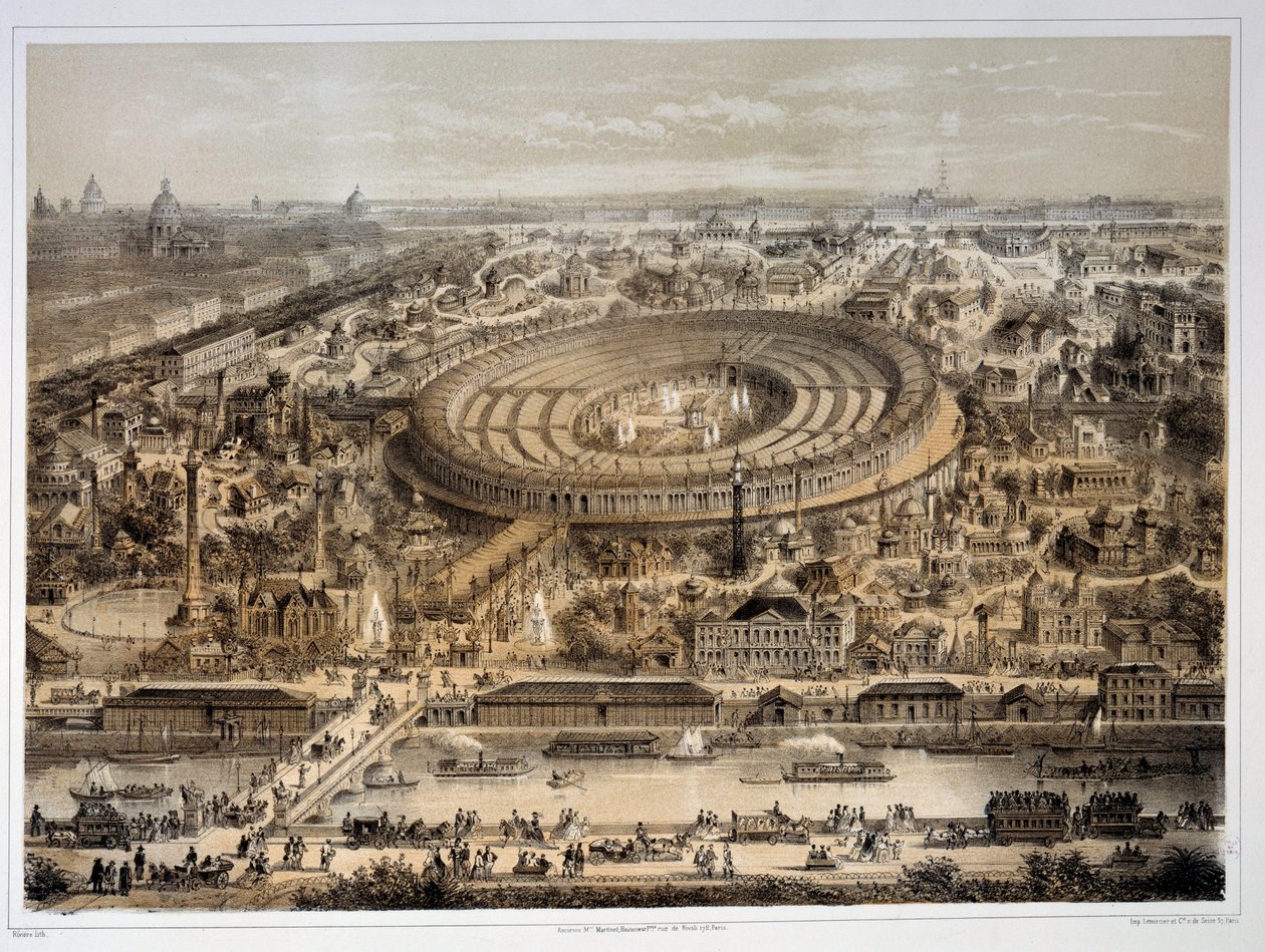 Panoramautsikt över världsutställningen 1867 i Paris. Paris, Musée Carnavalet av Unknown artist