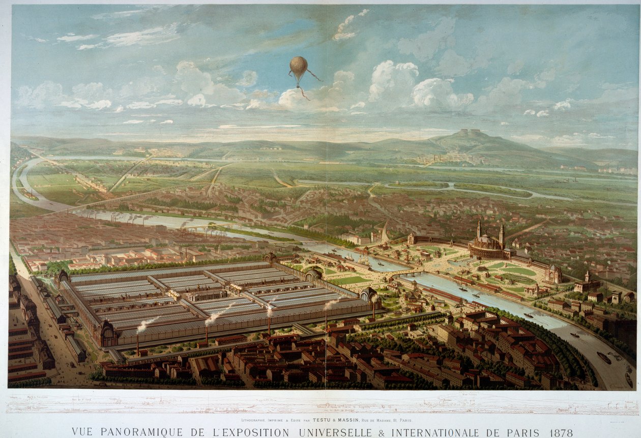 Panoramautsikt över 1878 års världsutställning i Paris. Paris, Musée Carnavalet av Unknown artist