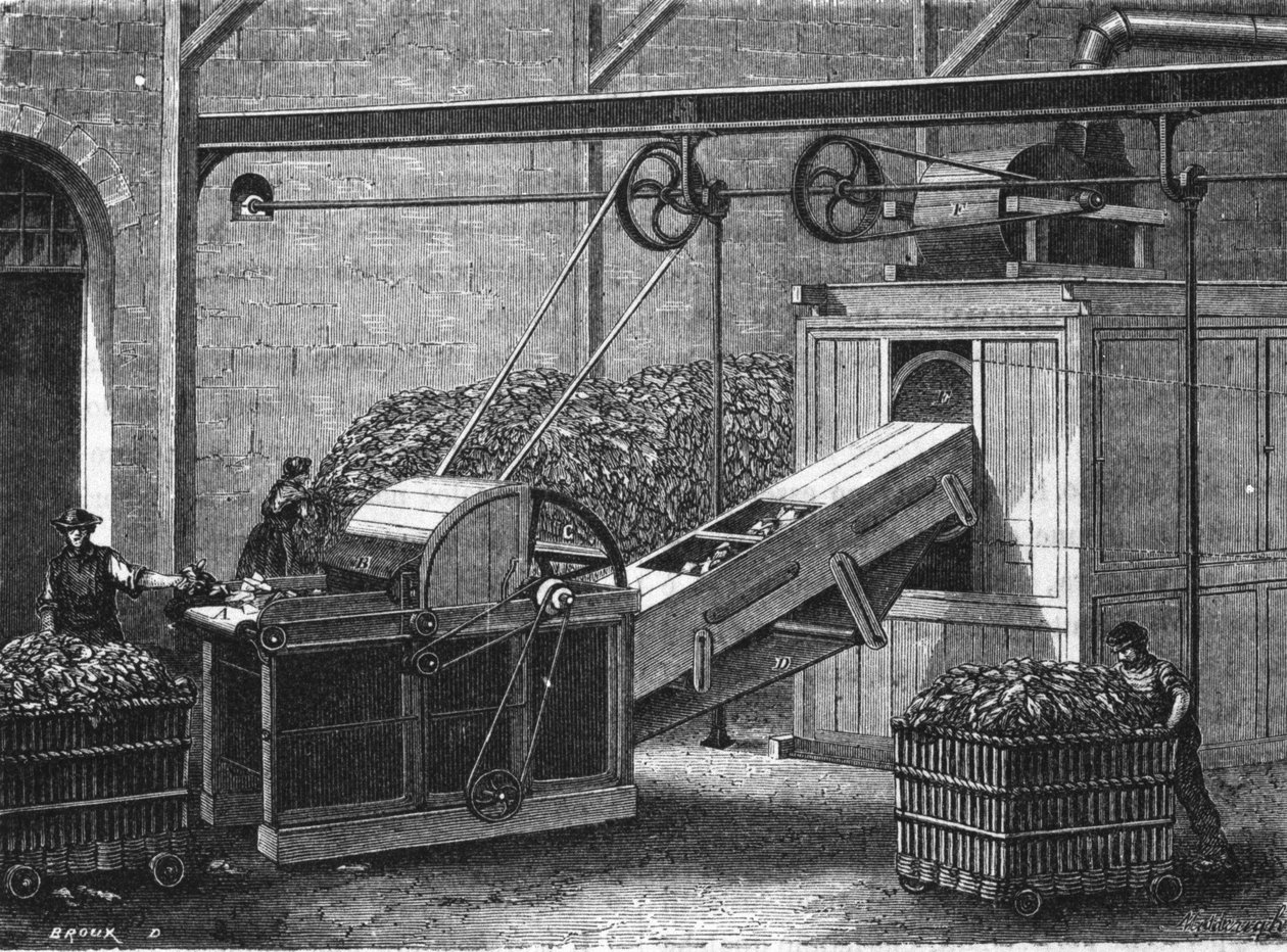Papperstillverkning på 1800-talet. av Unknown artist