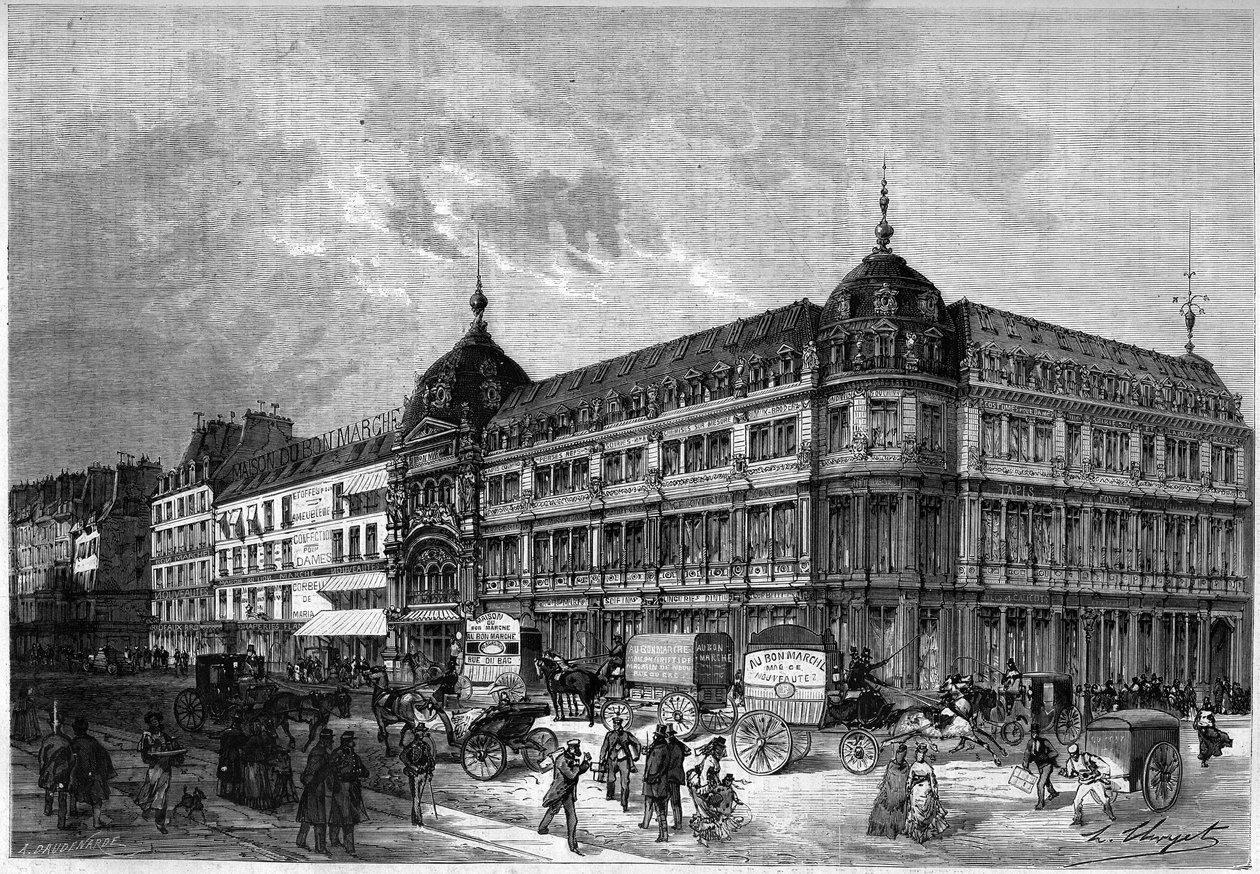 Paris 1872: nya butiker, ”Au bon marché””. av Unknown artist