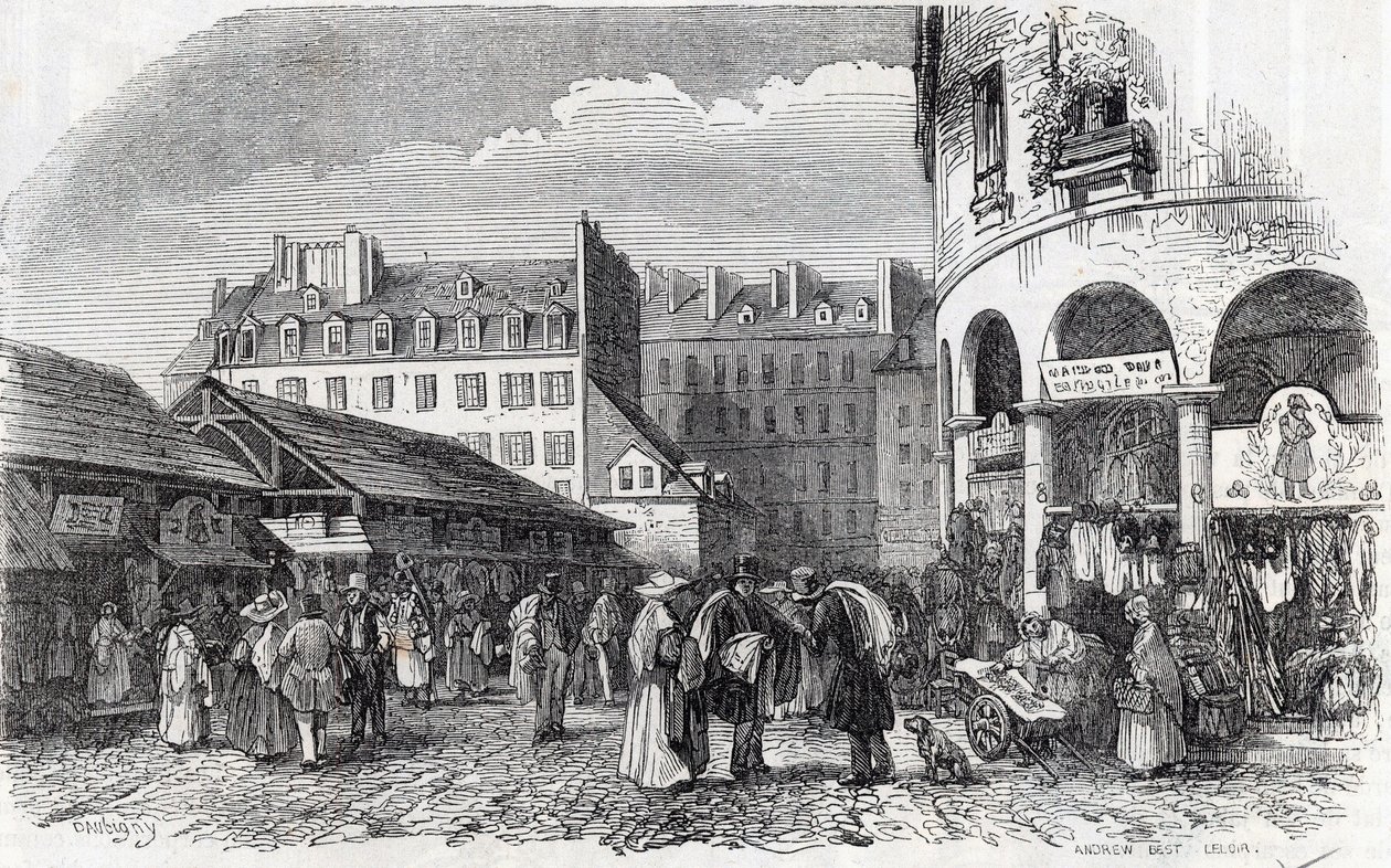 Paris, 3:e arrondissement - La rotunde du Carreau du Temple i Paris på 1800-talet - Gravyr i "" Tableau-de-Paris"" av Edmond Texier av Unknown artist