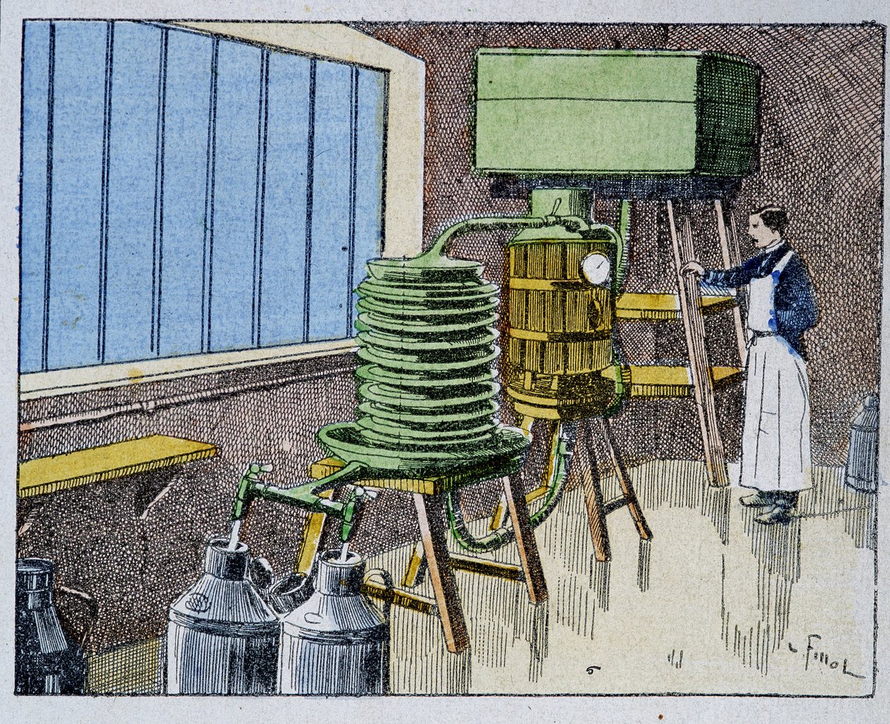 Pastörisering av mjölk - gravyr, sent 1800-tal av Unknown artist