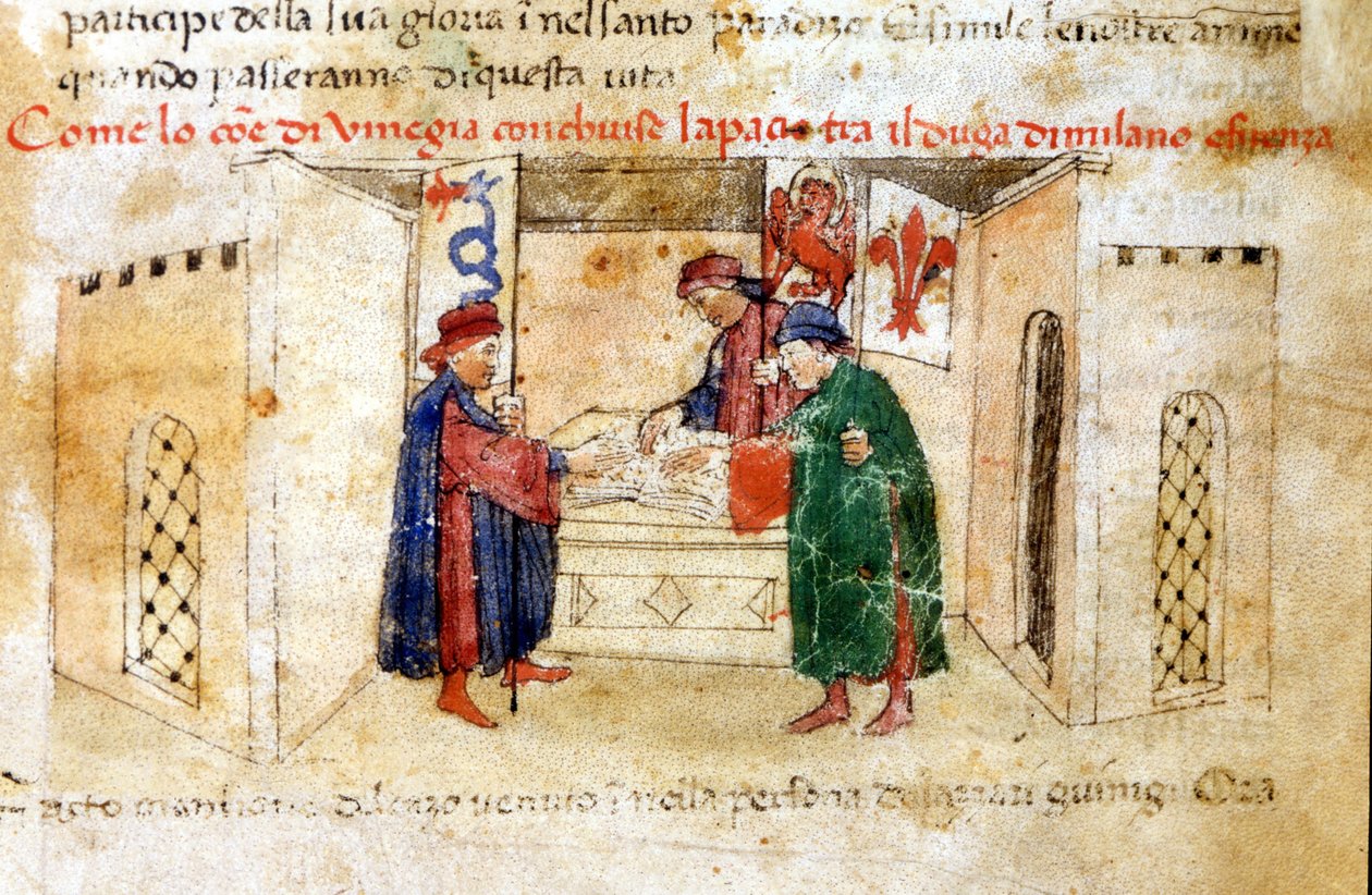 Fred mellan Venedig, hertigen av Milano och Frankrike. av Unknown artist