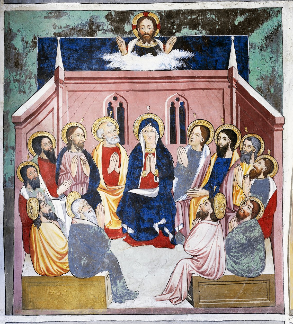 Pingst, Kristi liv (1400-talet), fresker, St Sebastians kapell, Villard-de-Lans, Rhone-Alpes, Frankrike. av Unknown artist
