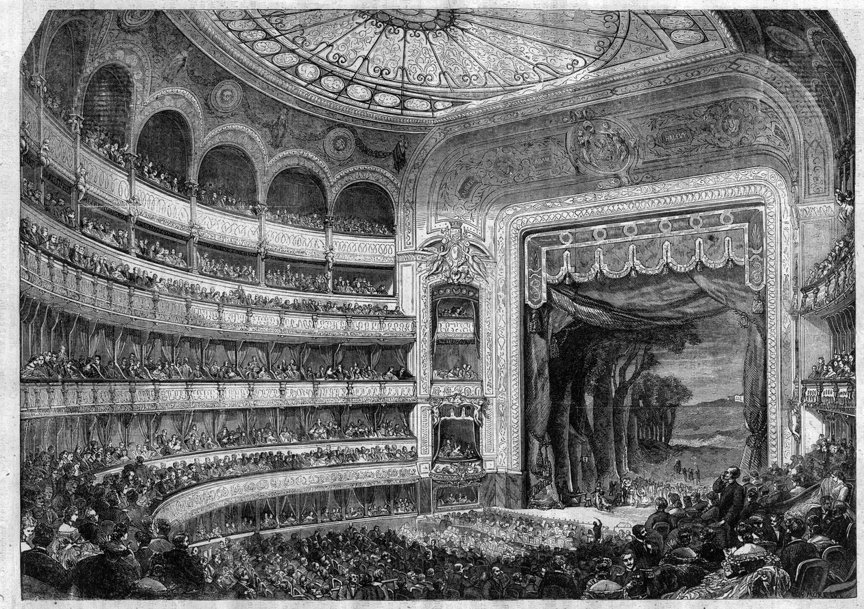 Framförande av en opera: 2:a akten av "" Don Quixote"" av Henri Boulanger, av Miguel de Cervantes på Theatre-Lyrique i Paris - Gravyr i "" Le Journal Illustre"" av Unknown artist