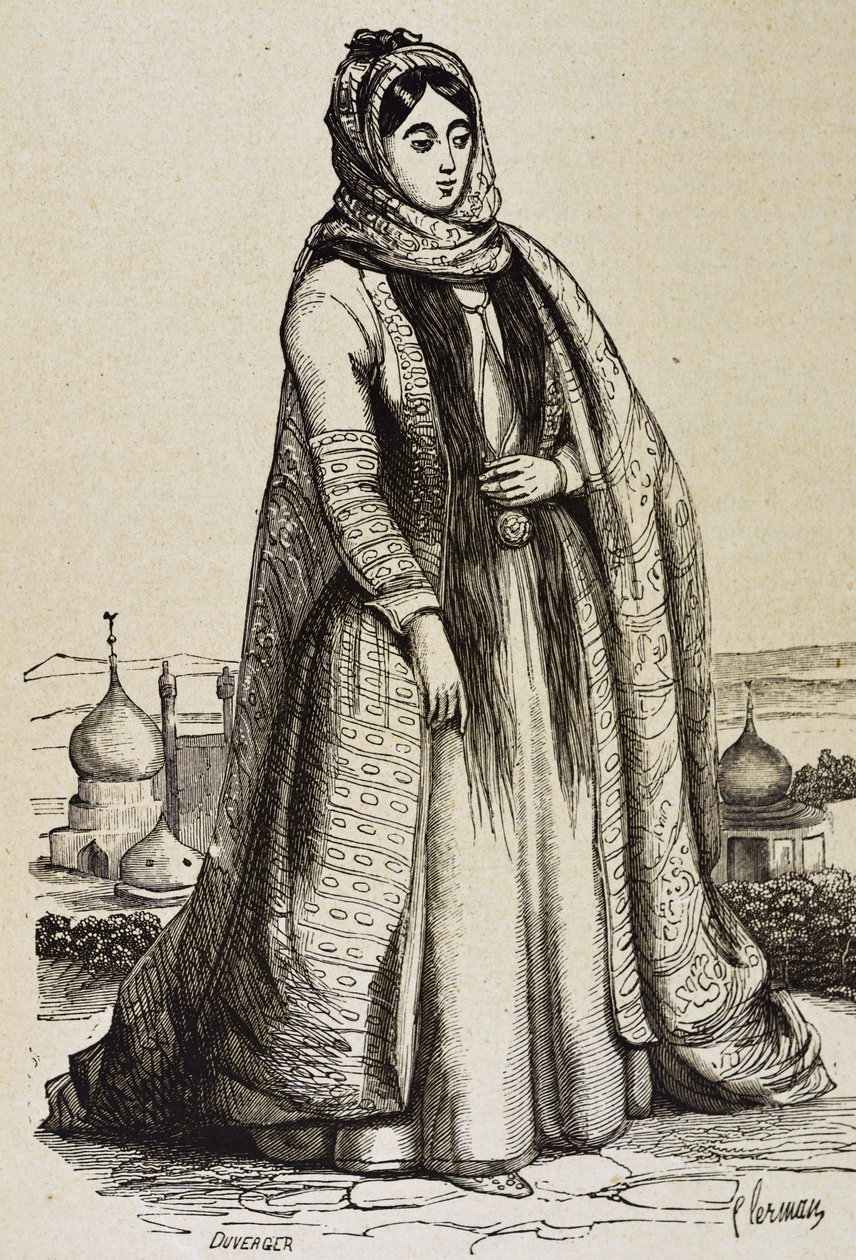 Persien (c19th). Samhälle. Persisk kvinna. Gravyr. Privat samling av Unknown artist