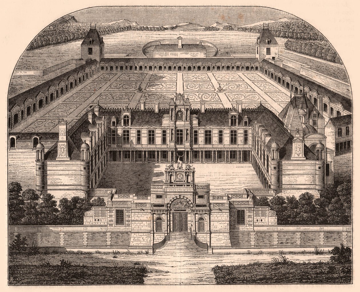 Perspektivvy av Chateau dAnet (Eure-et-Loir, Frankrike), renässans era av Unknown