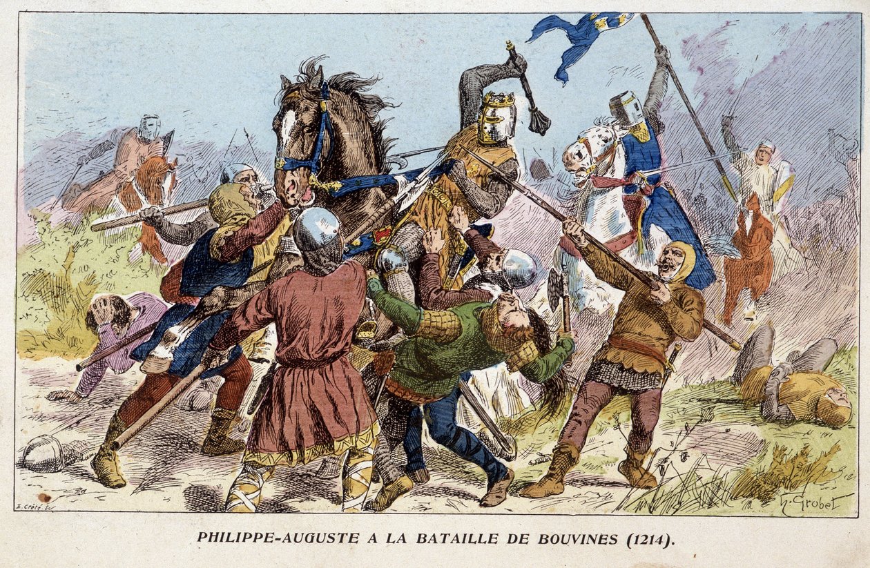 Philippe-Auguste (Philippe Auguste) vid slaget vid Bouvines (1214). av Unknown artist