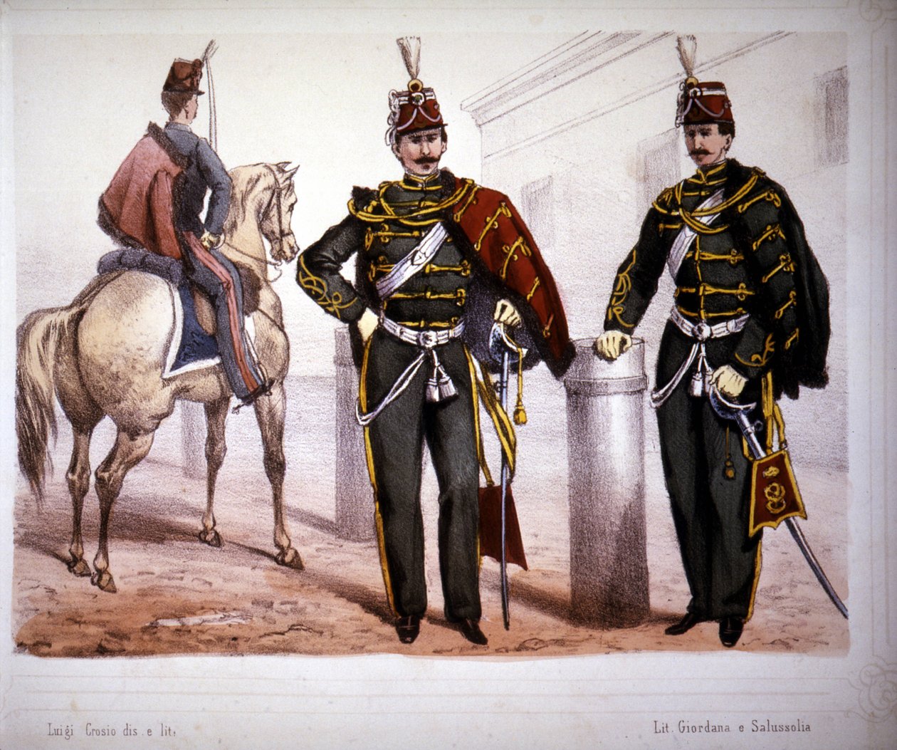 Piacenza Hussars (Italien), kostym 1866. av Unknown artist